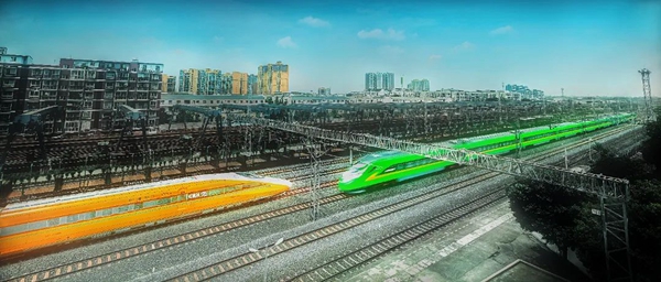 “巨人”號和“和諧”號相會。劉仁權 攝