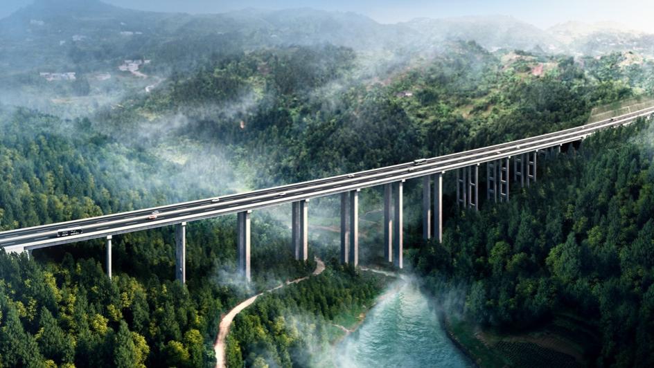 開萬梁高速公路效果圖。重慶高速集團供圖