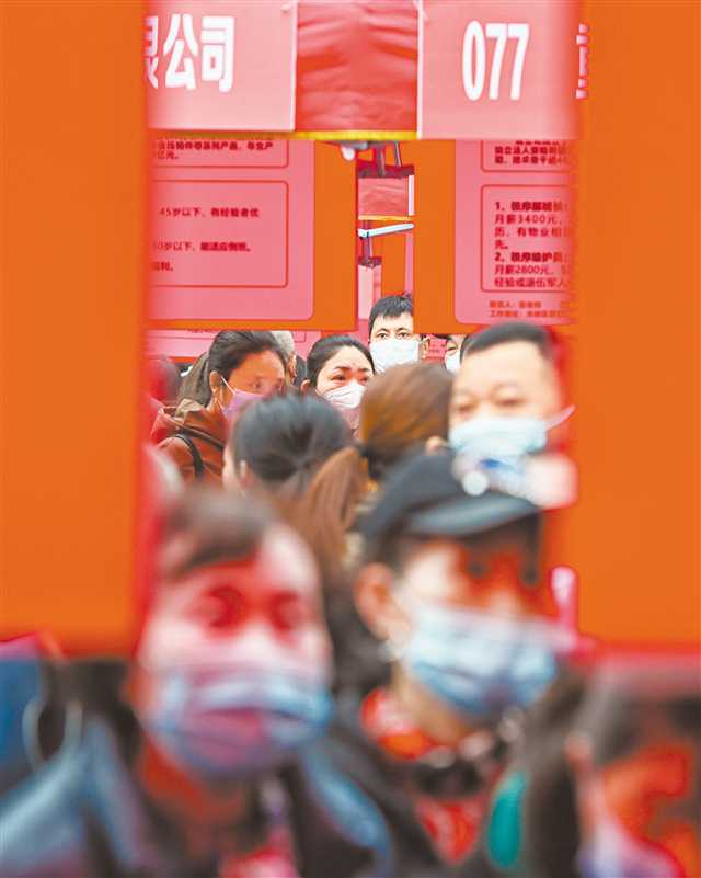 2月10日，北碚區作孚廣場，求職者在專項招聘會現場尋找適合自己的崗位。記者 萬難 攝/視覺重慶