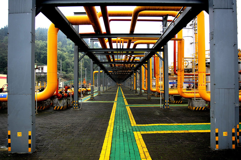 涪陵頁巖氣田白濤集輸站外輸管線。涪陵頁巖氣公司供圖