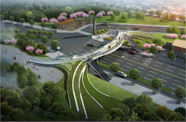 宏帆花市位置人行天橋效果圖。江北區住房城鄉建委供圖