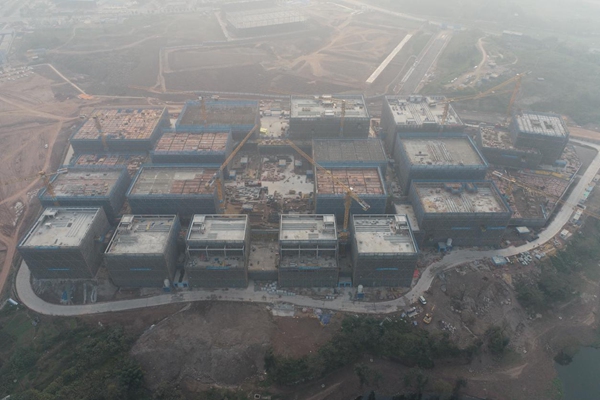 研發創新中心B區進度。中建八局供圖