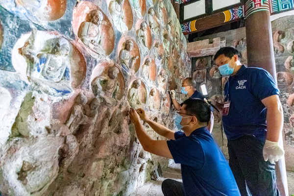 小佛灣修復現場。大足區委宣傳部供圖