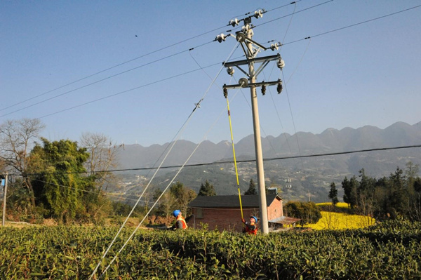 國網重慶奉節供電公司員工對茶廠線路10千伏大廠線楊毛支線#11進行隱患排查。楊崳杰攝