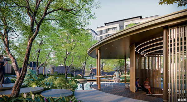 下沉式會藝術會客廳意向圖。中建·光嶼供圖