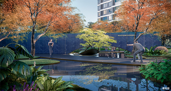 園林景觀意向圖。中建·光嶼供圖