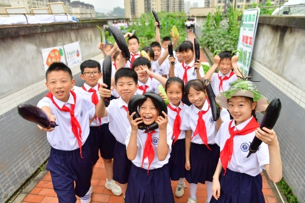 天臺寶貝勞動課堂收獲瞬間。天臺崗小學供圖