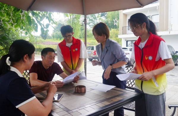 學生實地調研。重慶財經學院供圖