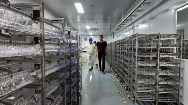 國網重慶奉節供電公司草堂供電所員工向重慶明旭光學科技有限責任公司負責人了解用電需求。楊崳杰攝