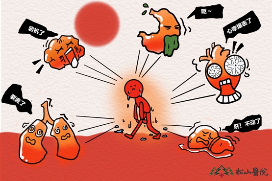 熱射病可能引發的多器官受損。重慶松山醫院供圖