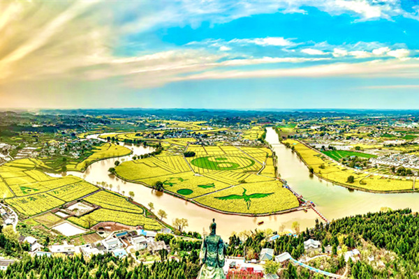 崇龕陳摶故里油菜花海。潼南區委宣傳部供圖