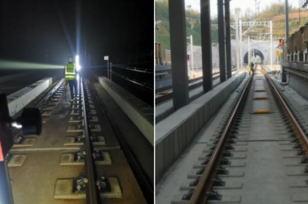 工作人員在軌道上進行監測。重慶設計集團有限公司市政設計研究院供圖