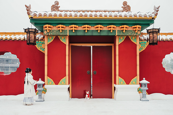 紅墻飄雪現場。重慶龍湖供圖