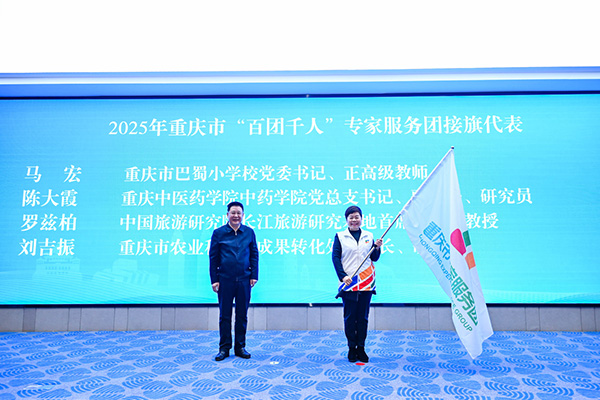 專家服務團接旗。重慶市人力社保局供圖
