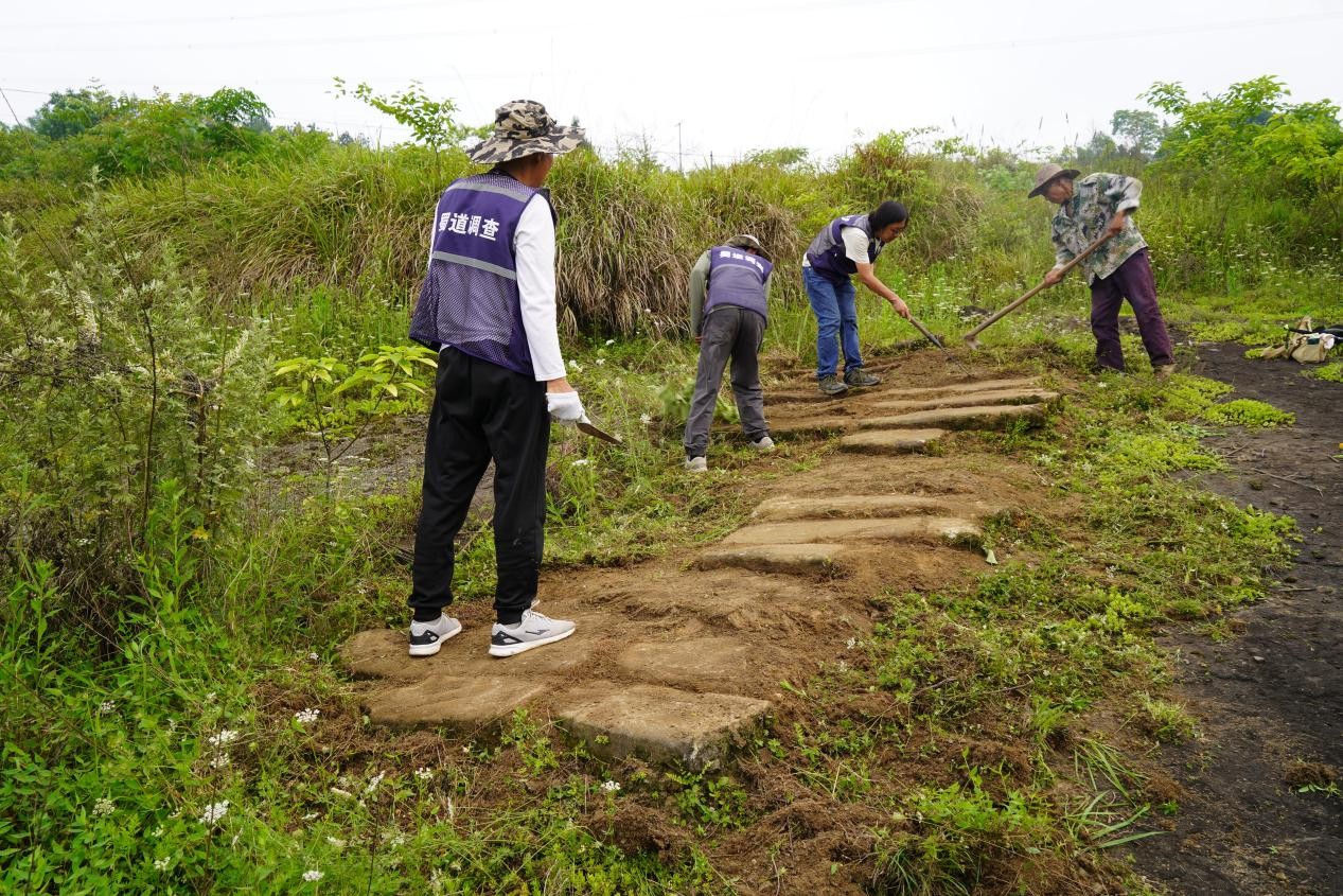 考古人員對古道遺存進行清理。重慶市文物考古研究院供圖