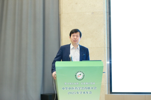 中華中醫藥學會藥膳分會會長宋魯成作學術報告。張源攝