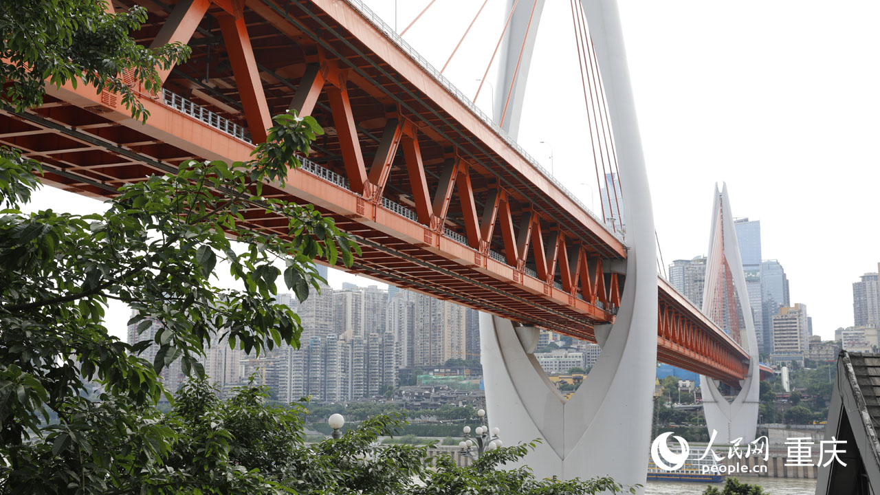 從下浩里老街眺望東水門長江大橋。人民網 曹欣悅攝