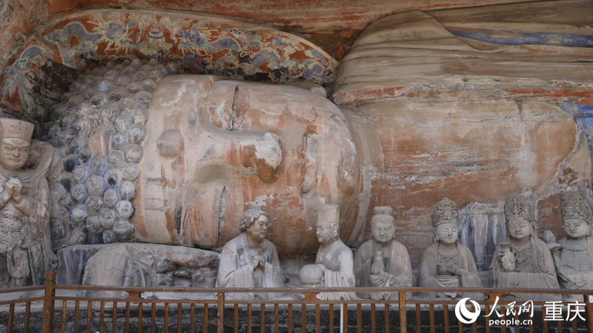 大足石刻寶頂山釋迦涅槃圣跡圖。人民網 曹欣悅攝