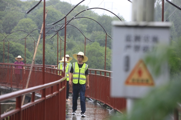 洪安鎮值班人員通過基層智治平臺監控雨情、風險點。胡程攝