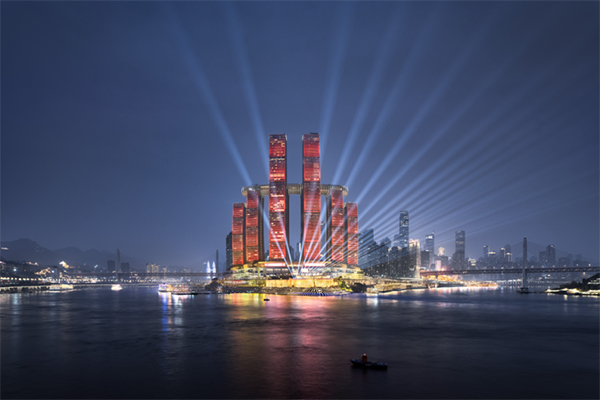 春節期間，重慶來福士燈光煥新。重慶來福士供圖