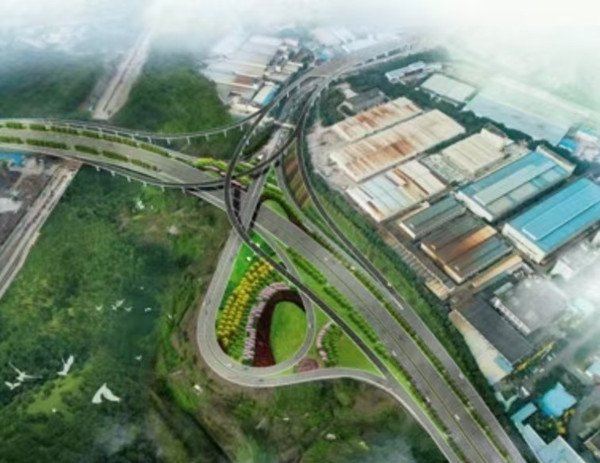 李家沱復線橋南引道華陶立交。重慶設計集團有限公司市政設計研究院供圖