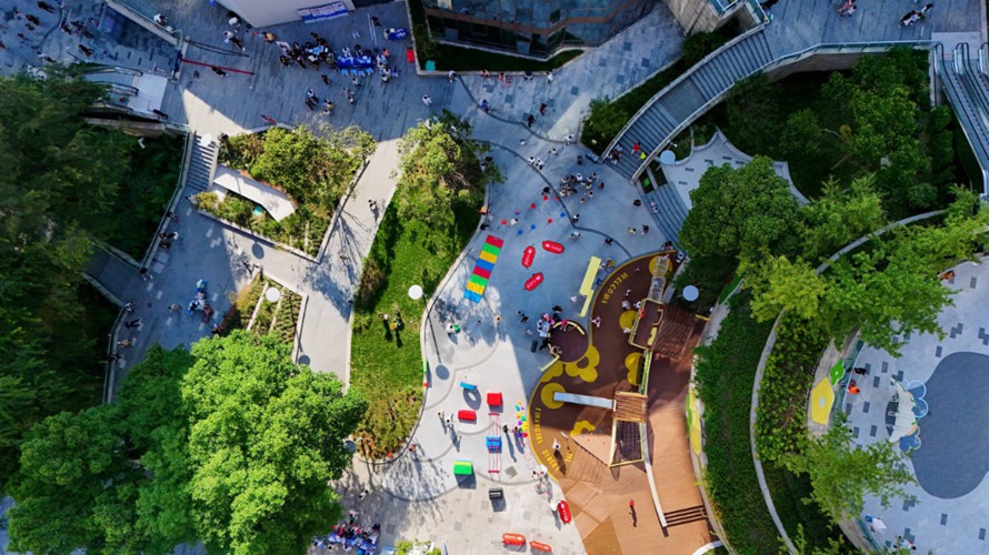 鶯花渡公園（無人機拍攝）。受訪者供圖